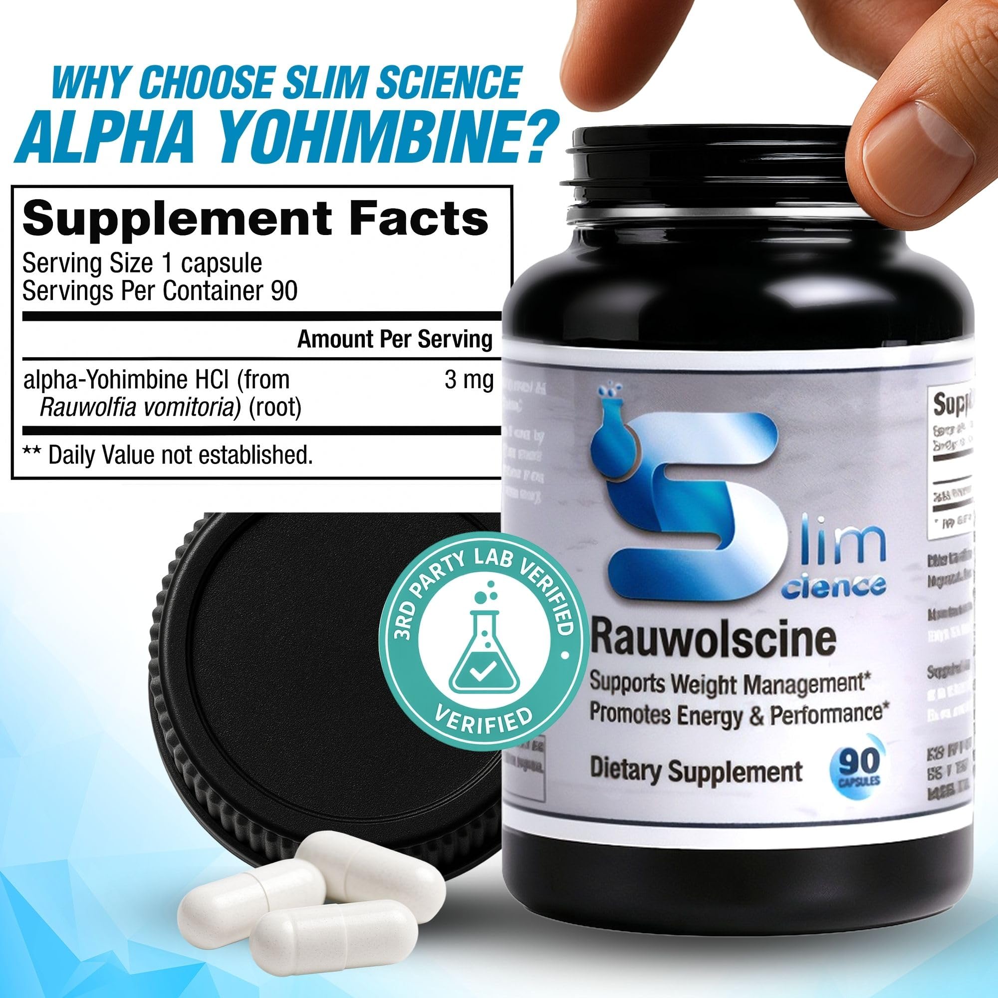 Slim Science Yohimbine HCL Supplement side view