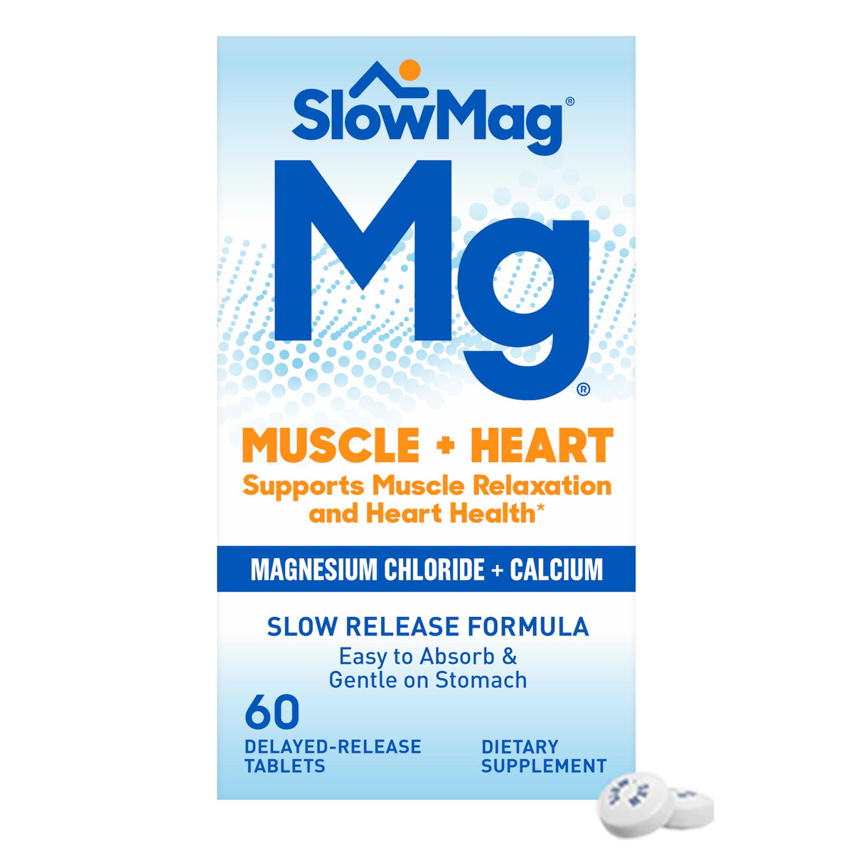 Slow-Mag Magnesium Chloride Supplement 60 Tablets front view