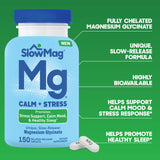 Slow-Mag Magnesium Glycinate Calm + Stress 150mg capsules on a table