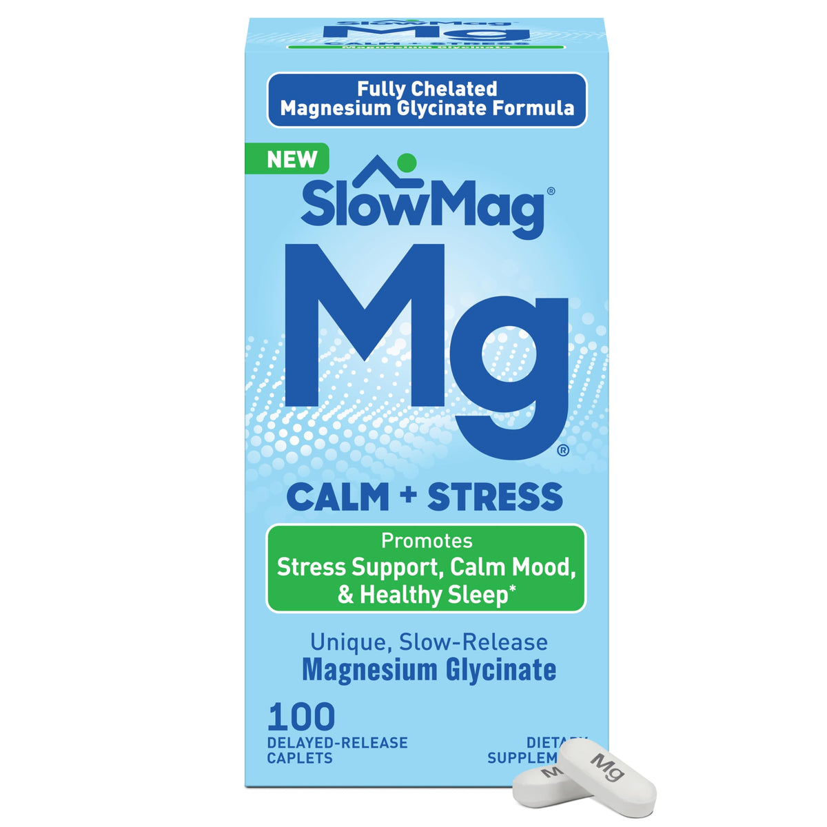 Slow-Mag Magnesium Glycinate Calm + Stress 150mg front view