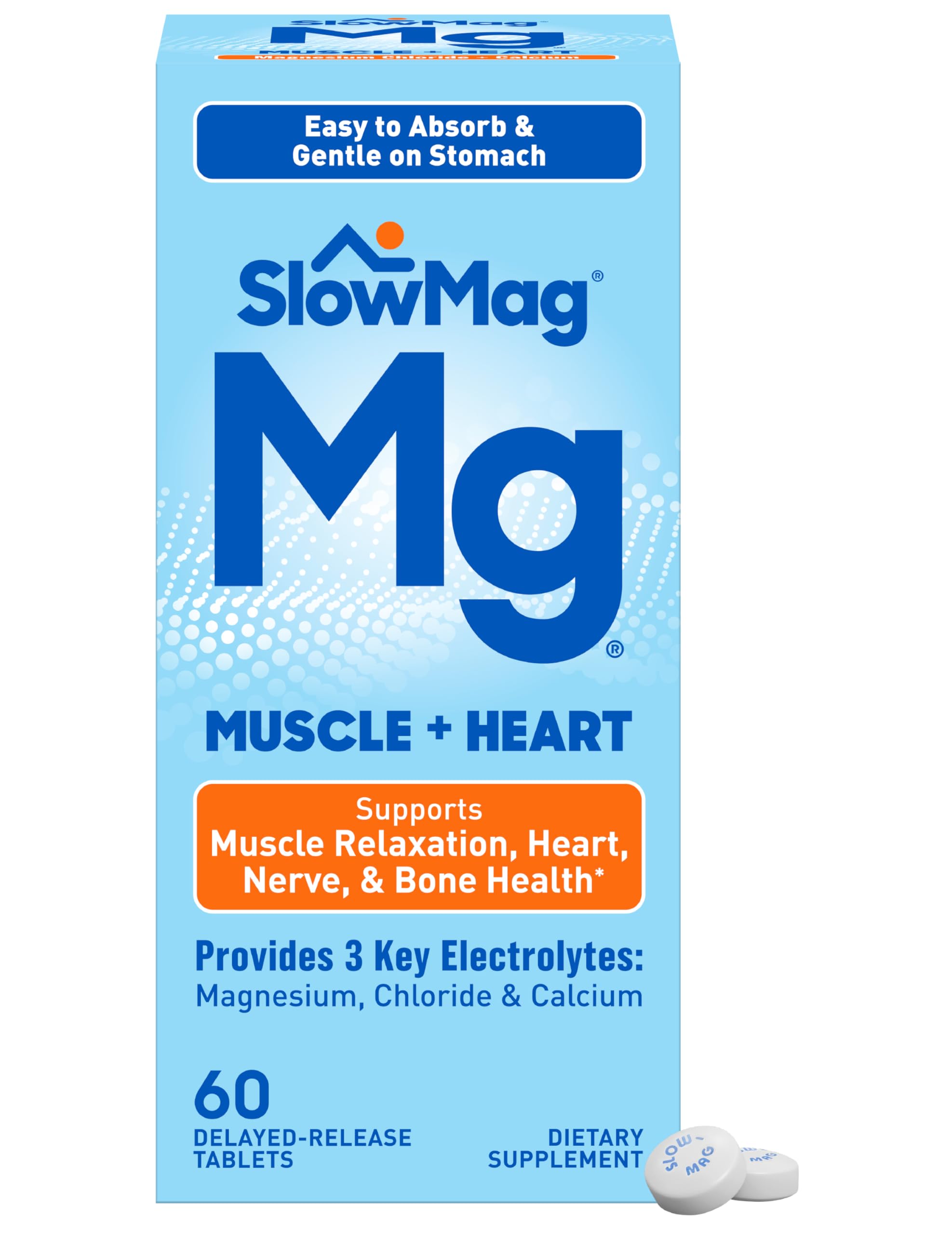 Slow-Mag Muscle & Heart Magnesium Supplement 60 tablets front view