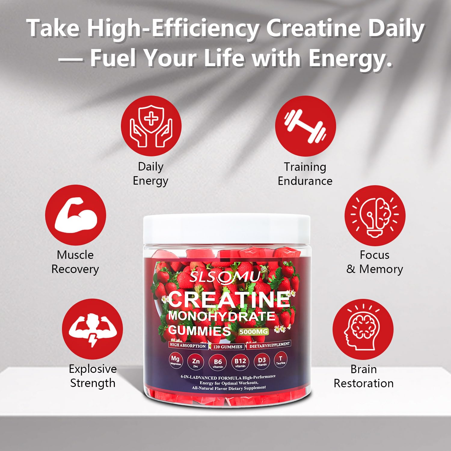 Slsomu Creatine Monohydrate Gummies in a gym setting