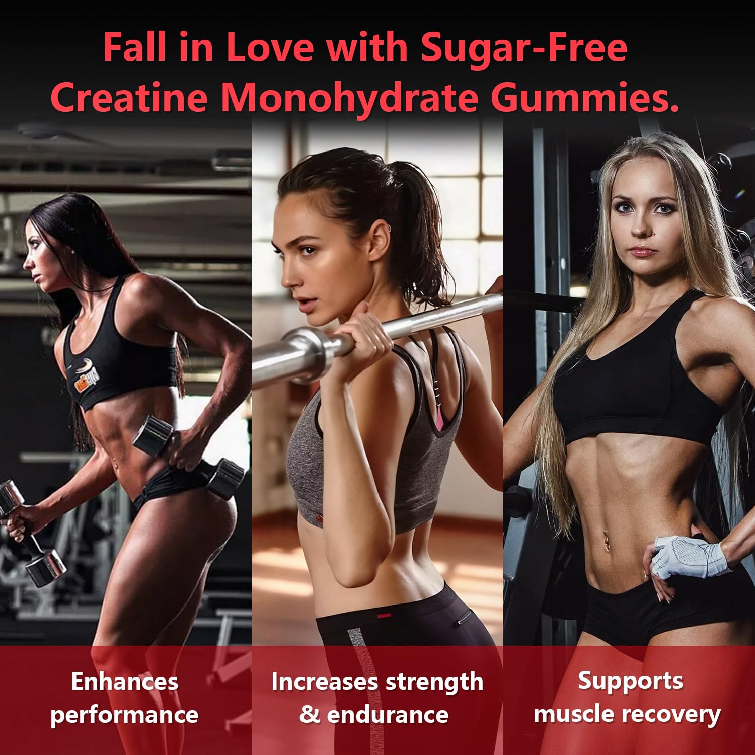 Slsomu Creatine Monohydrate Gummies with fresh strawberries