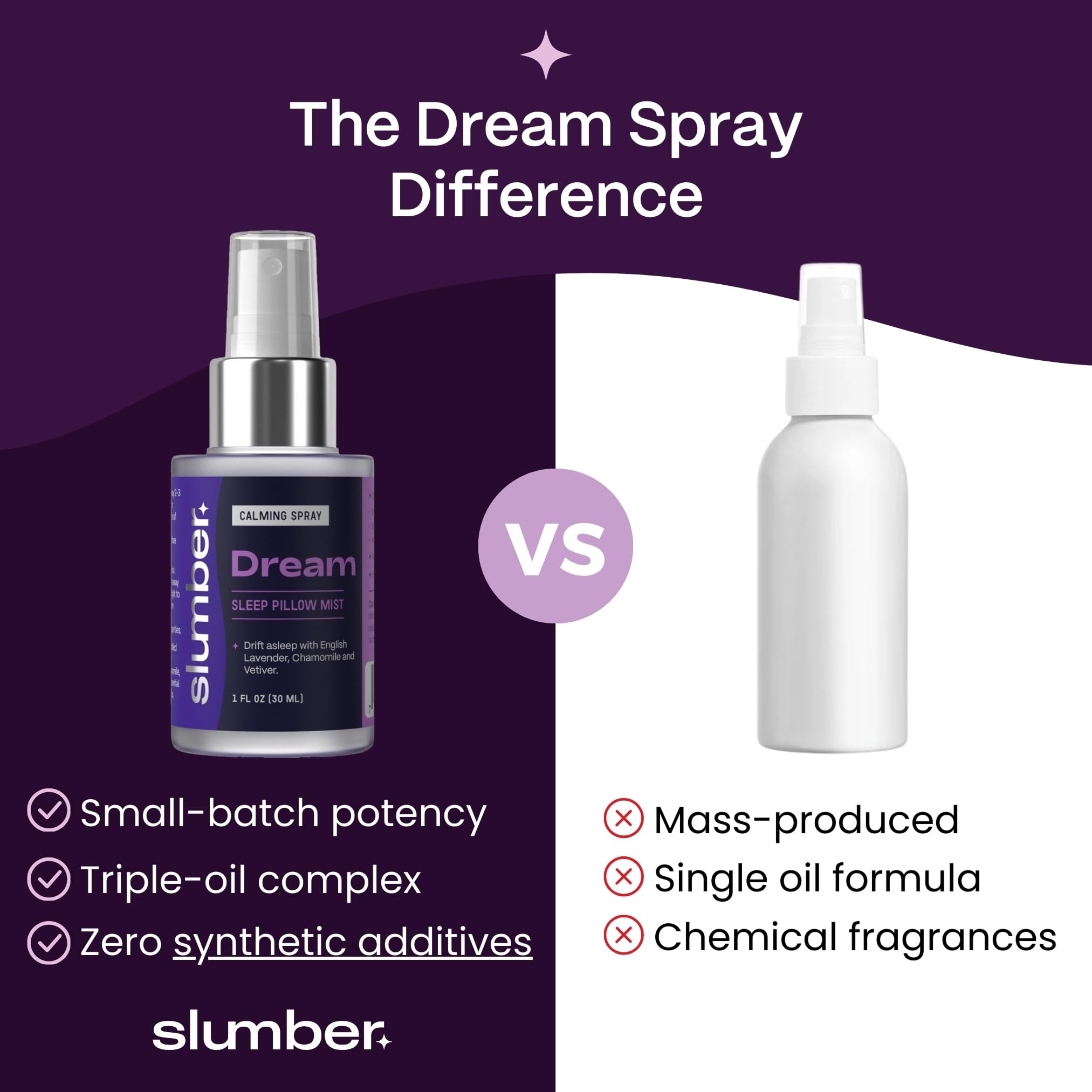 Slumber Dream Sleep Pillow Spray with calming atmosphere background
