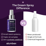 Slumber Dream Sleep Pillow Spray with calming atmosphere background