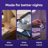 Slyp Mint Oral Sleep Strips on a travel bag