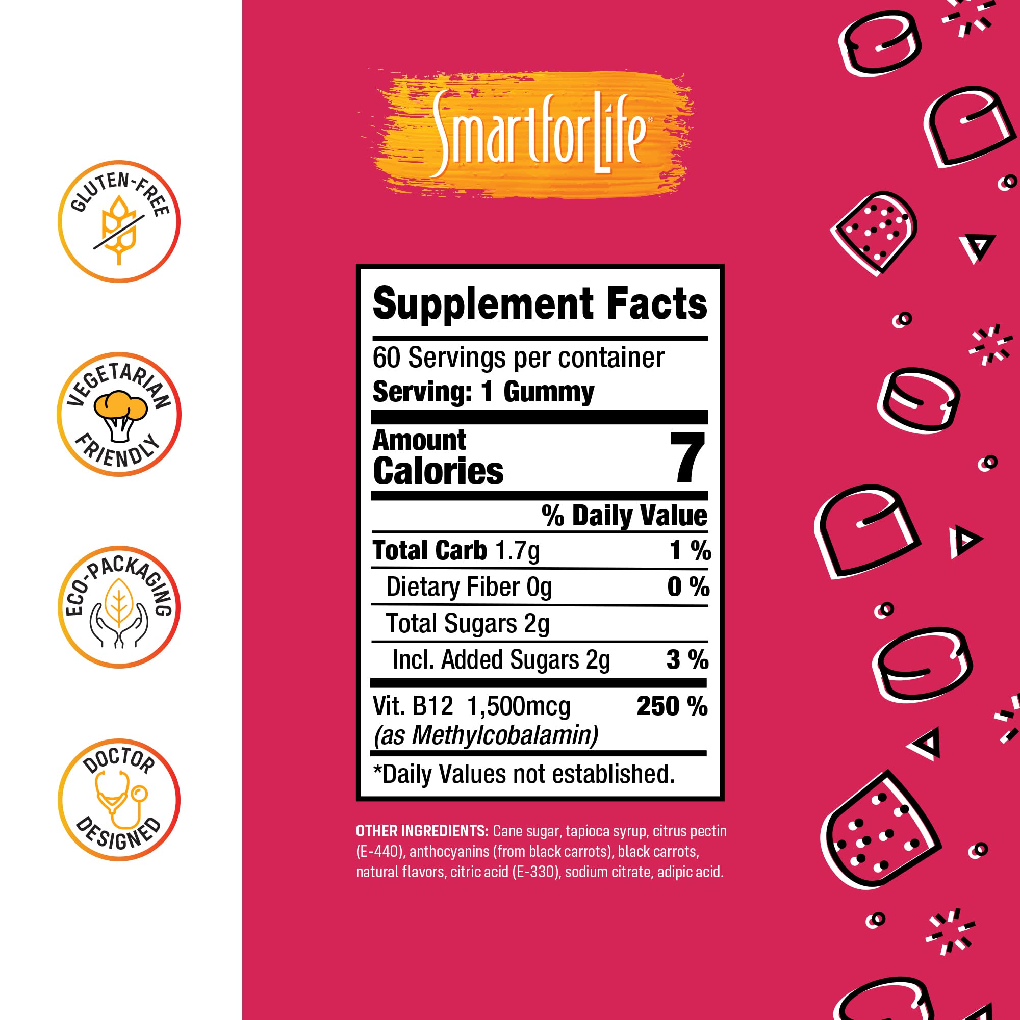 Smart for Life B12 Gummies 150g with fresh raspberries