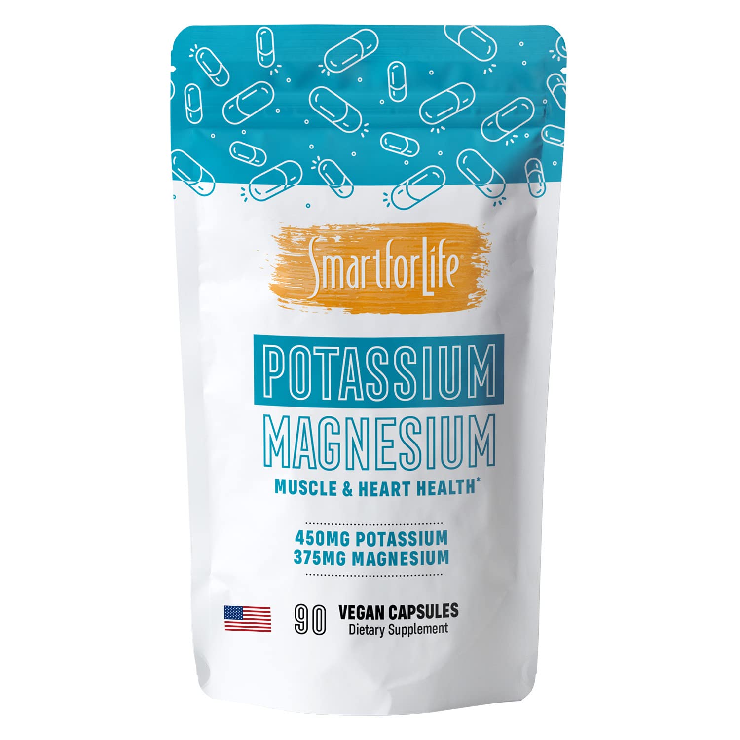 Smart for Life Magnesium Potassium Supplement 60 vegan capsules front view