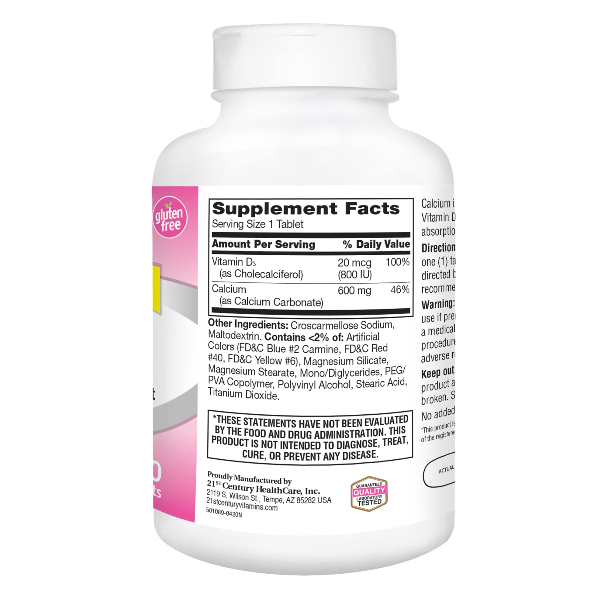 SMART MONKEY TECHNOLOGIES Calcium 600mg with Vitamin D3 800 IU caplets on a table