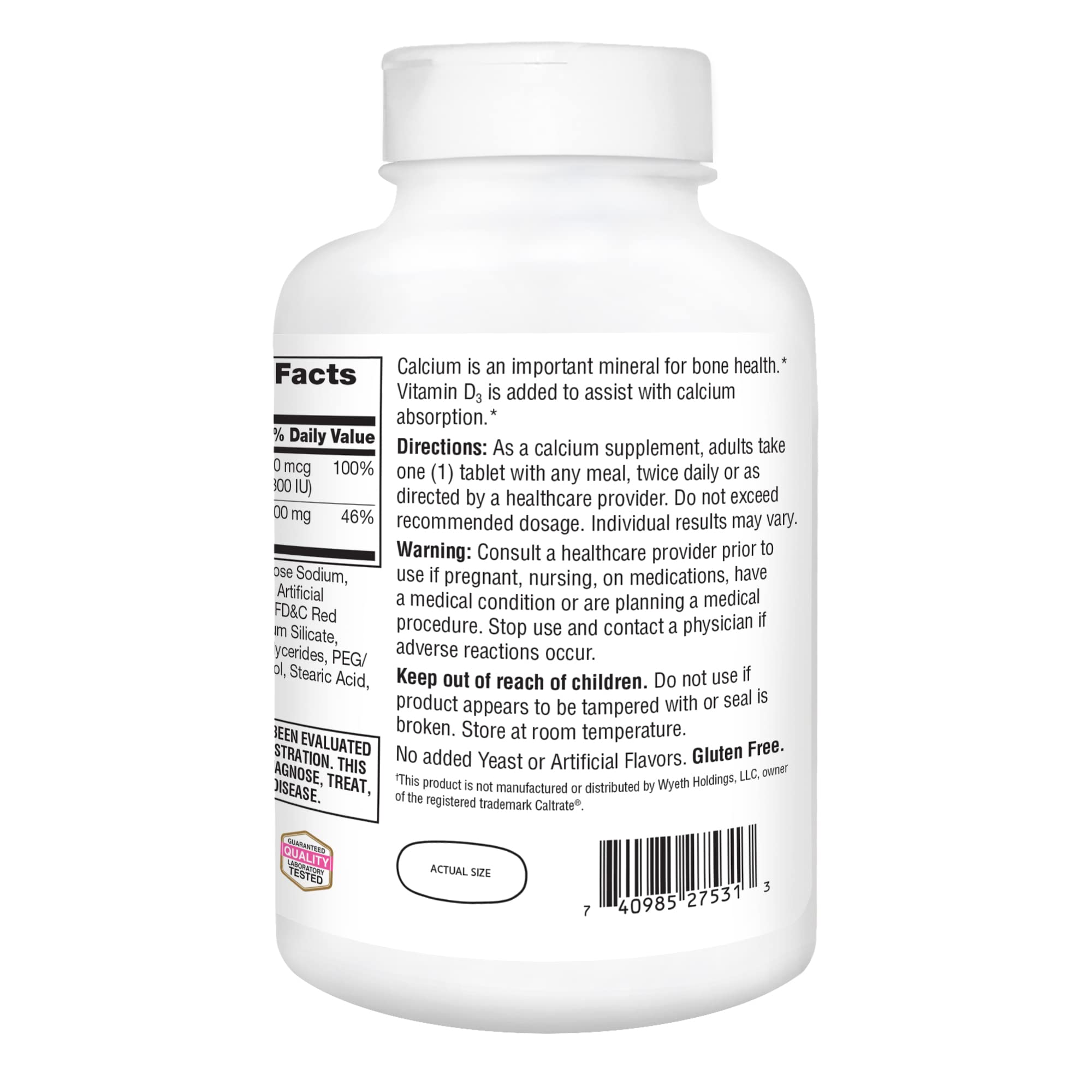 SMART MONKEY TECHNOLOGIES Calcium 600mg with Vitamin D3 800 IU ingredients list
