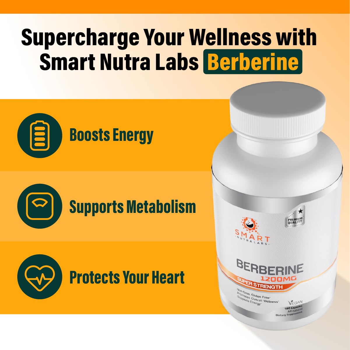 Smart Nutra Labs Berberine 1200mg vegan capsules back label