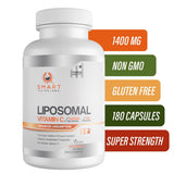 Smart Nutra Labs Liposomal Vitamin C 1400mg capsules with a glass of water