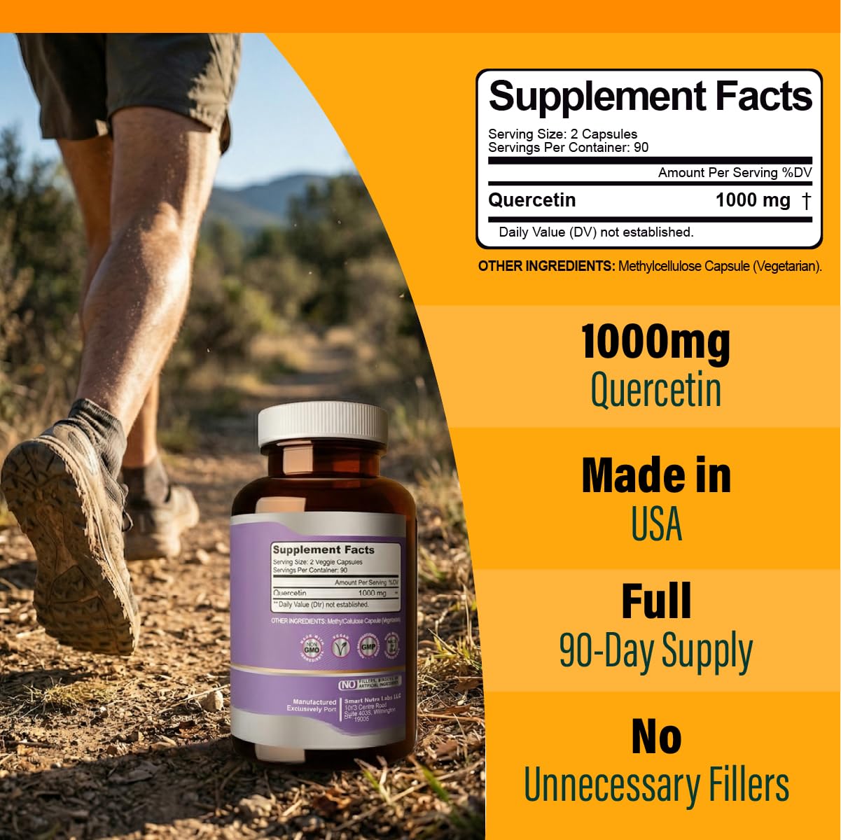 Smart Nutra Labs Quercetin bottle with 180 capsules