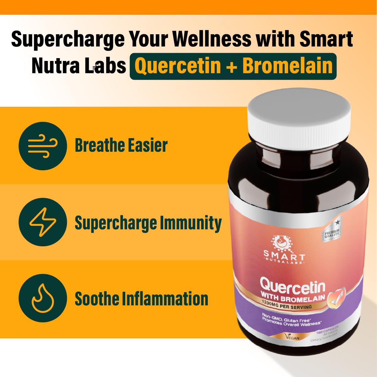 Smart Nutra Labs Quercetin with Bromelain back label