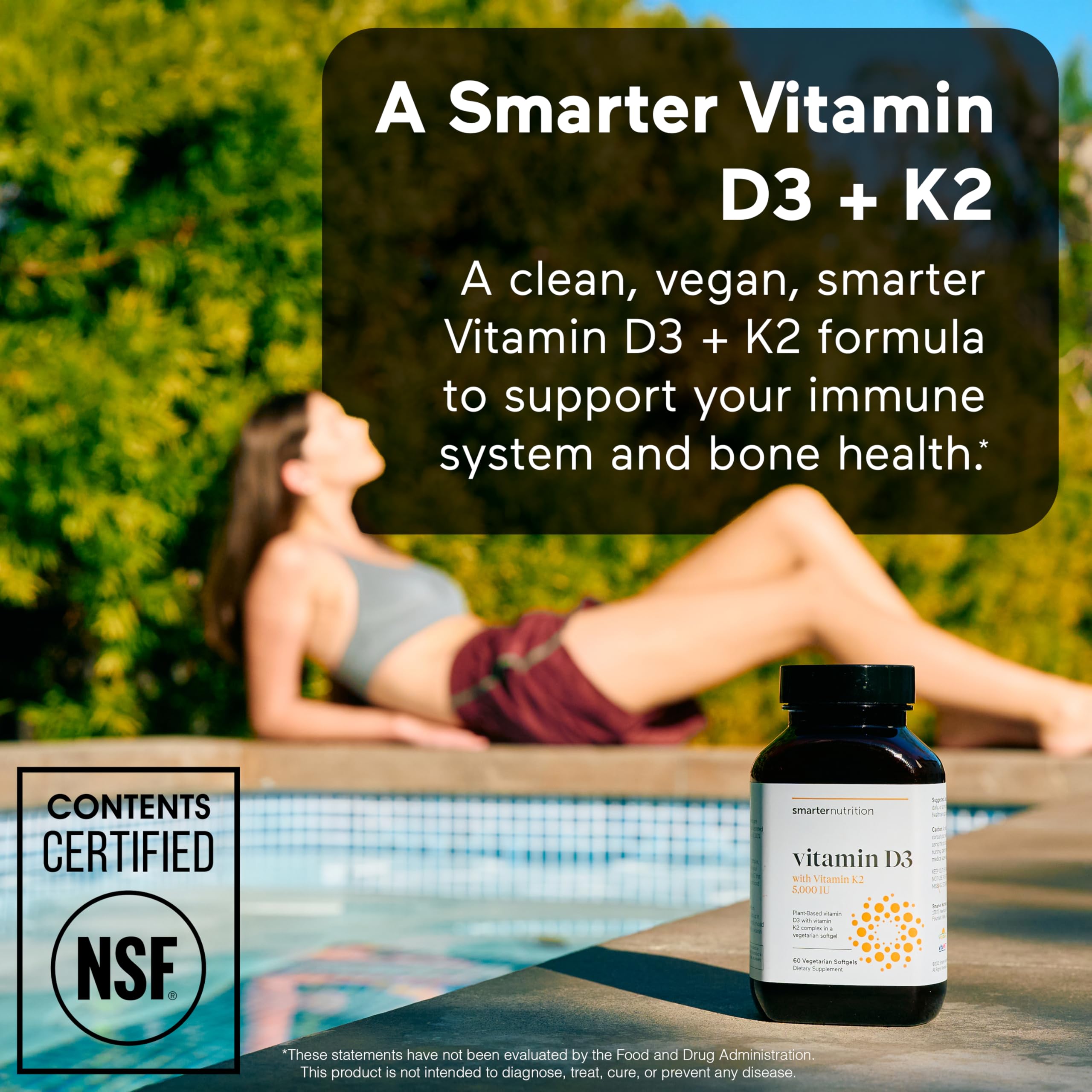 SMARTERNUTRITION Vitamin D3 K2 Supplement 40g side view