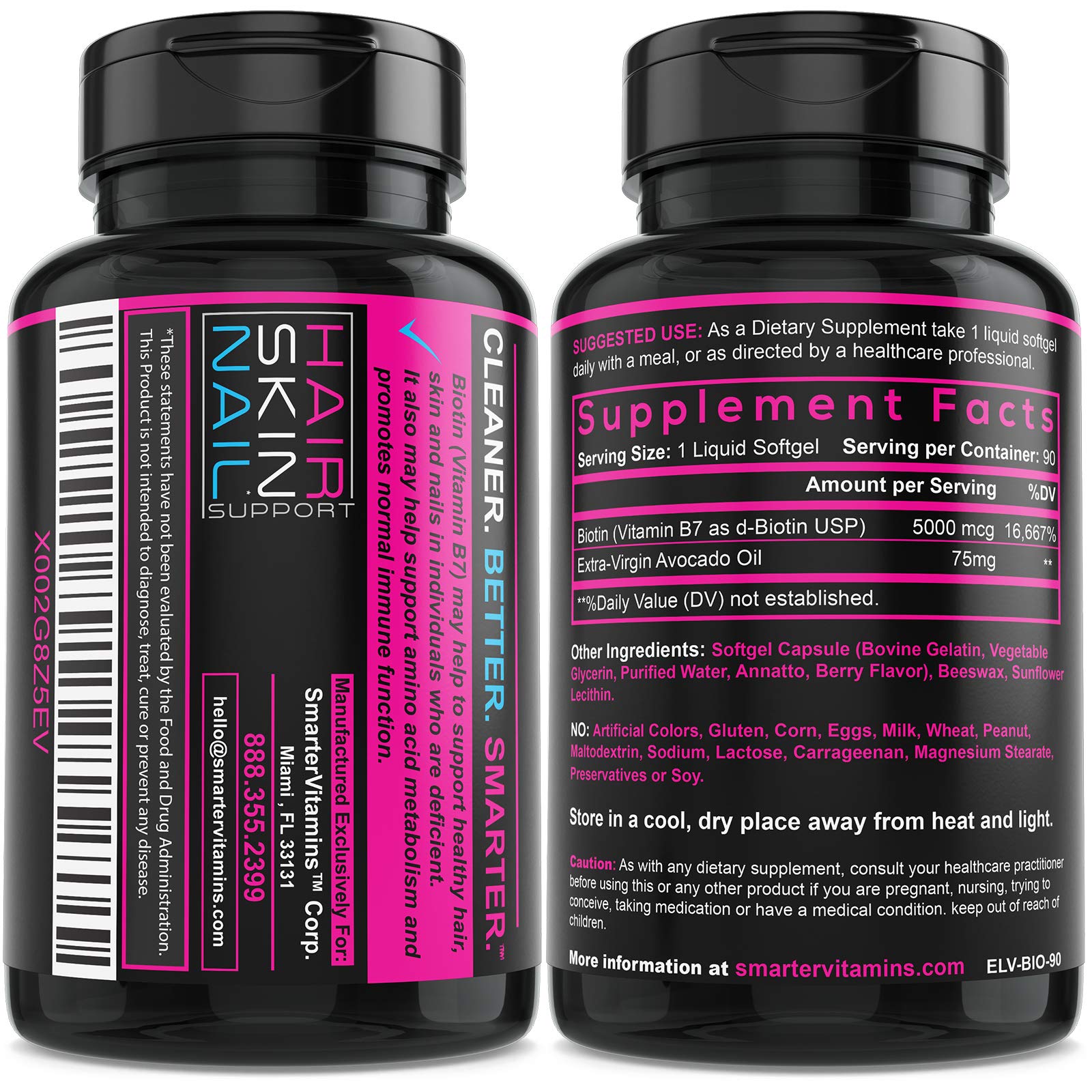 SmarterVitamins Biotin B7 Liquid Softgels with Avocado Oil