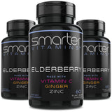 SmarterVitamins Elderberry Supplement 180 plant-based capsules front view