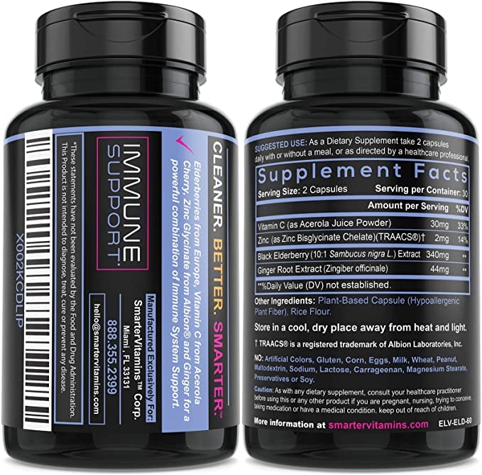 SmarterVitamins Elderberry Supplement capsules close-up