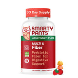 SmartyPants Adult Multi & Fiber Gummies front view with assorted flavours