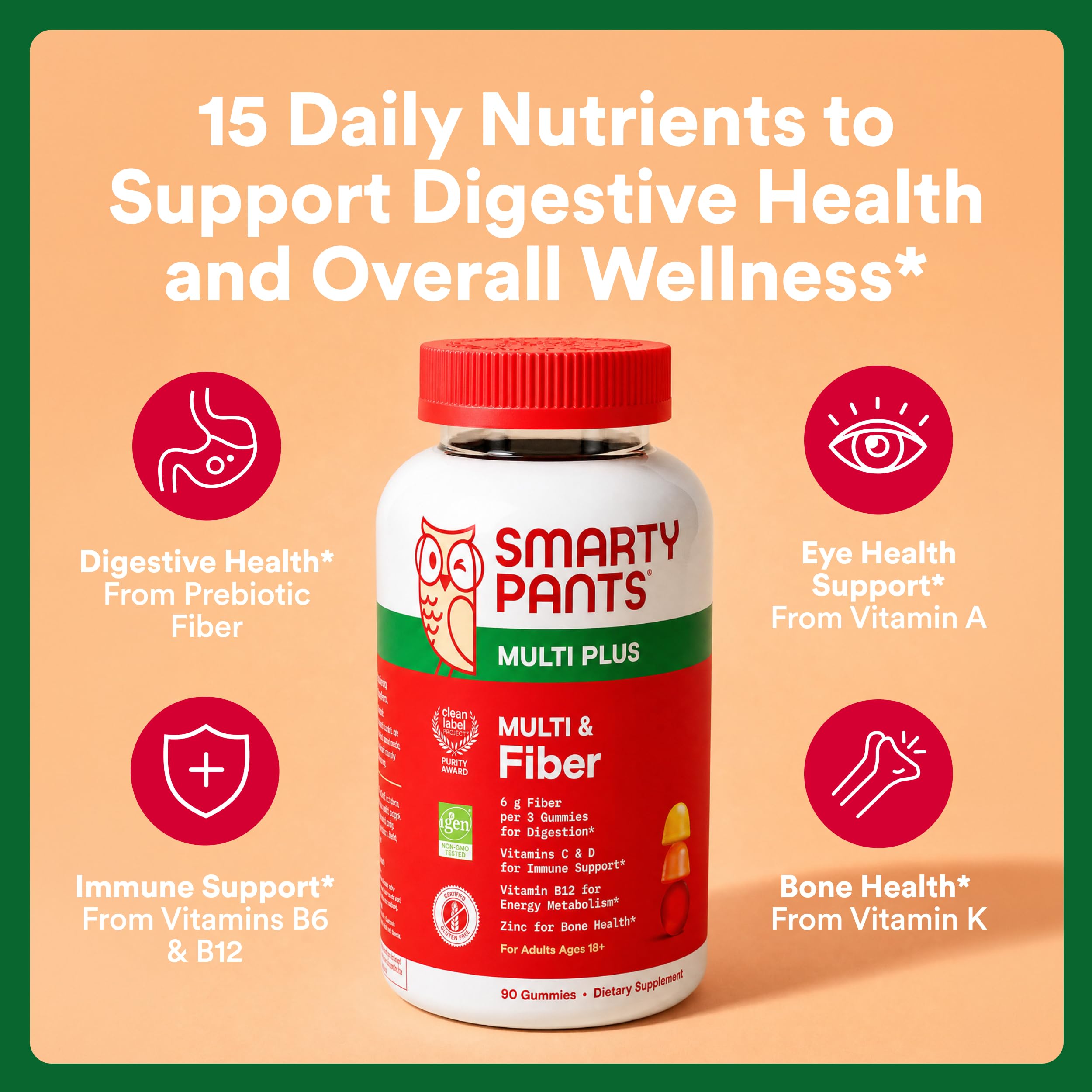 SmartyPants Adult Multi & Fiber Gummies packaging side view
