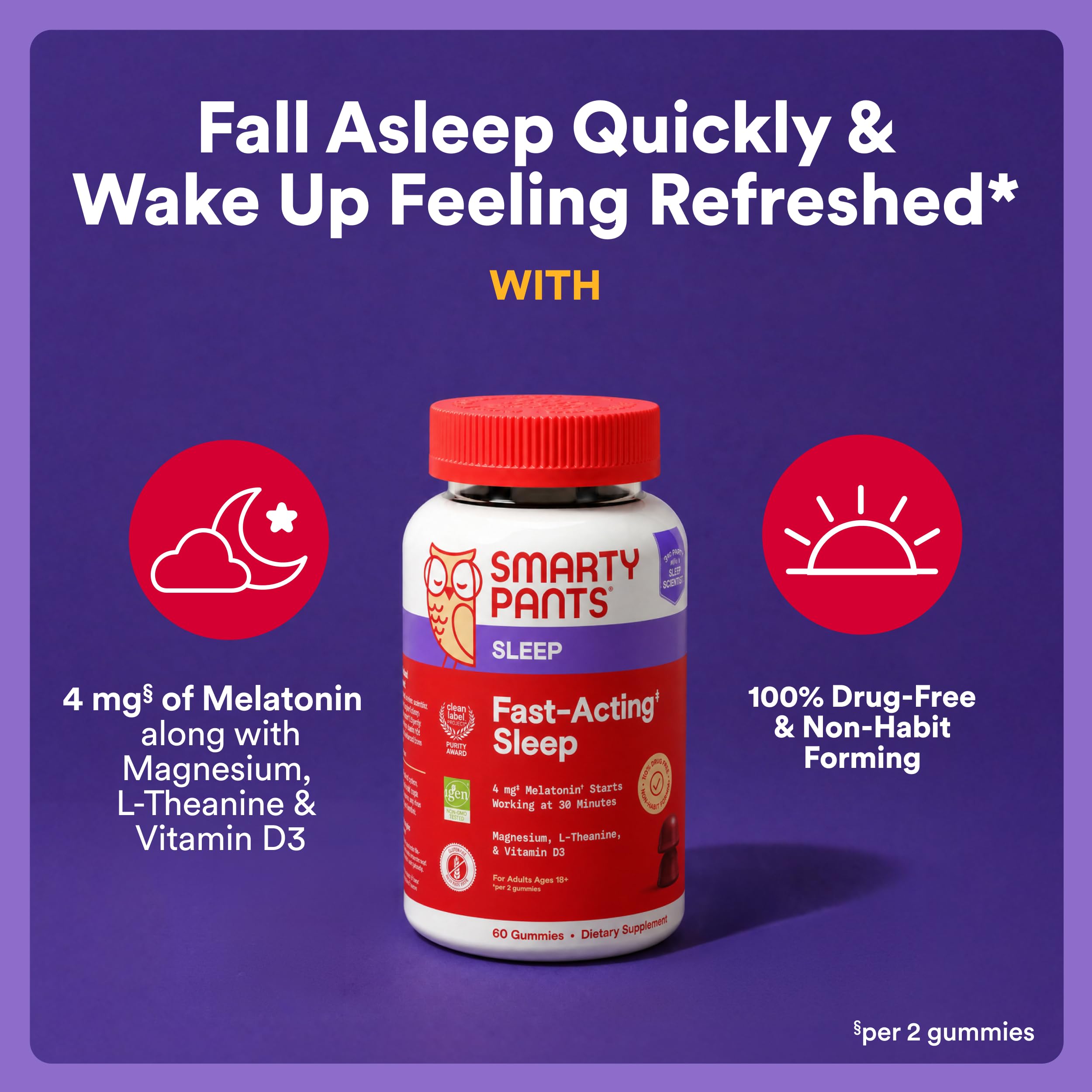 SmartyPants Adult Sleep Gummies packaging with blueberry blackberry flavour