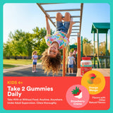 SmartyPants Kids Bone Support Gummies 60ct with a child happily enjoying the gummies