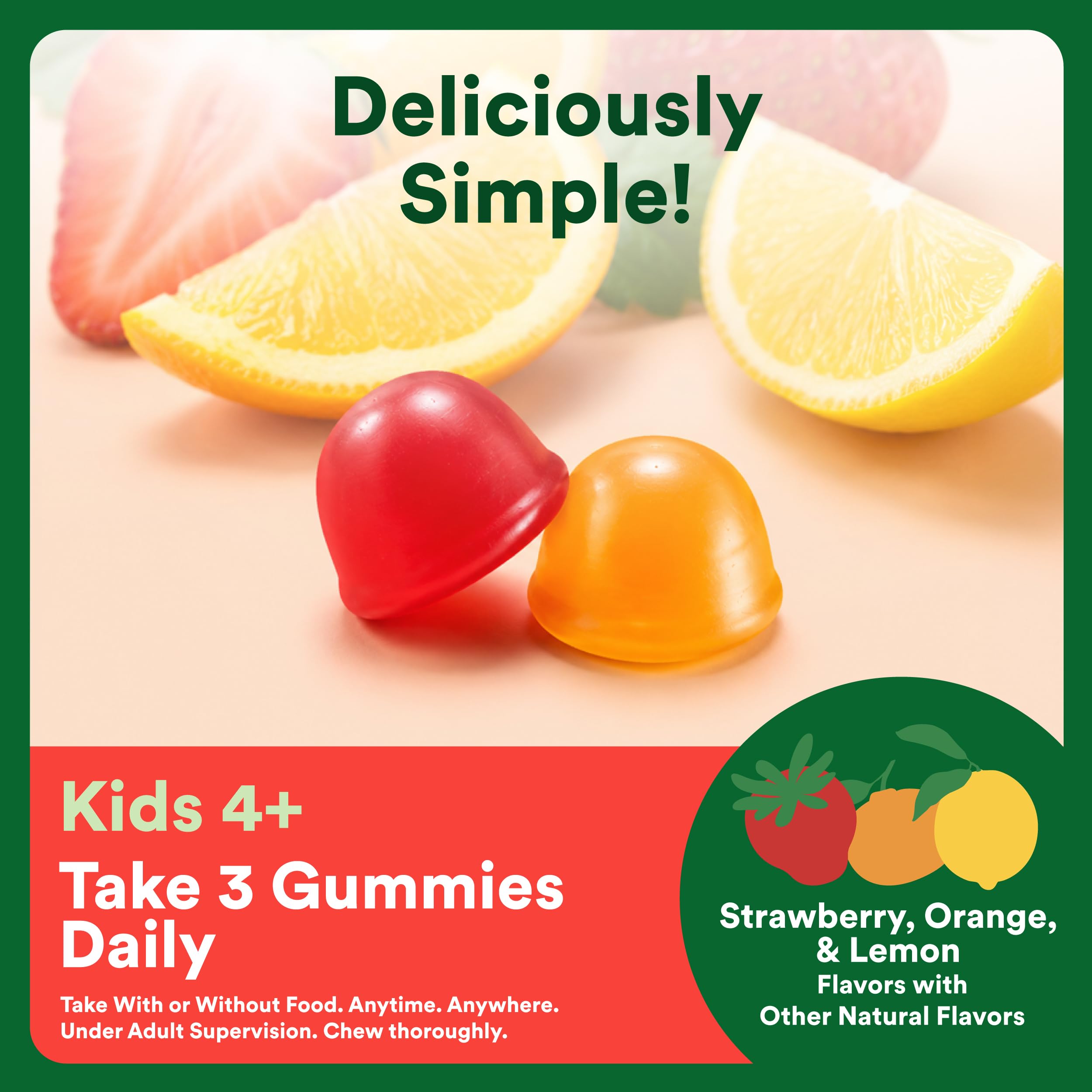 SmartyPants Kids Multi & Fiber gummy vitamins lemon flavour