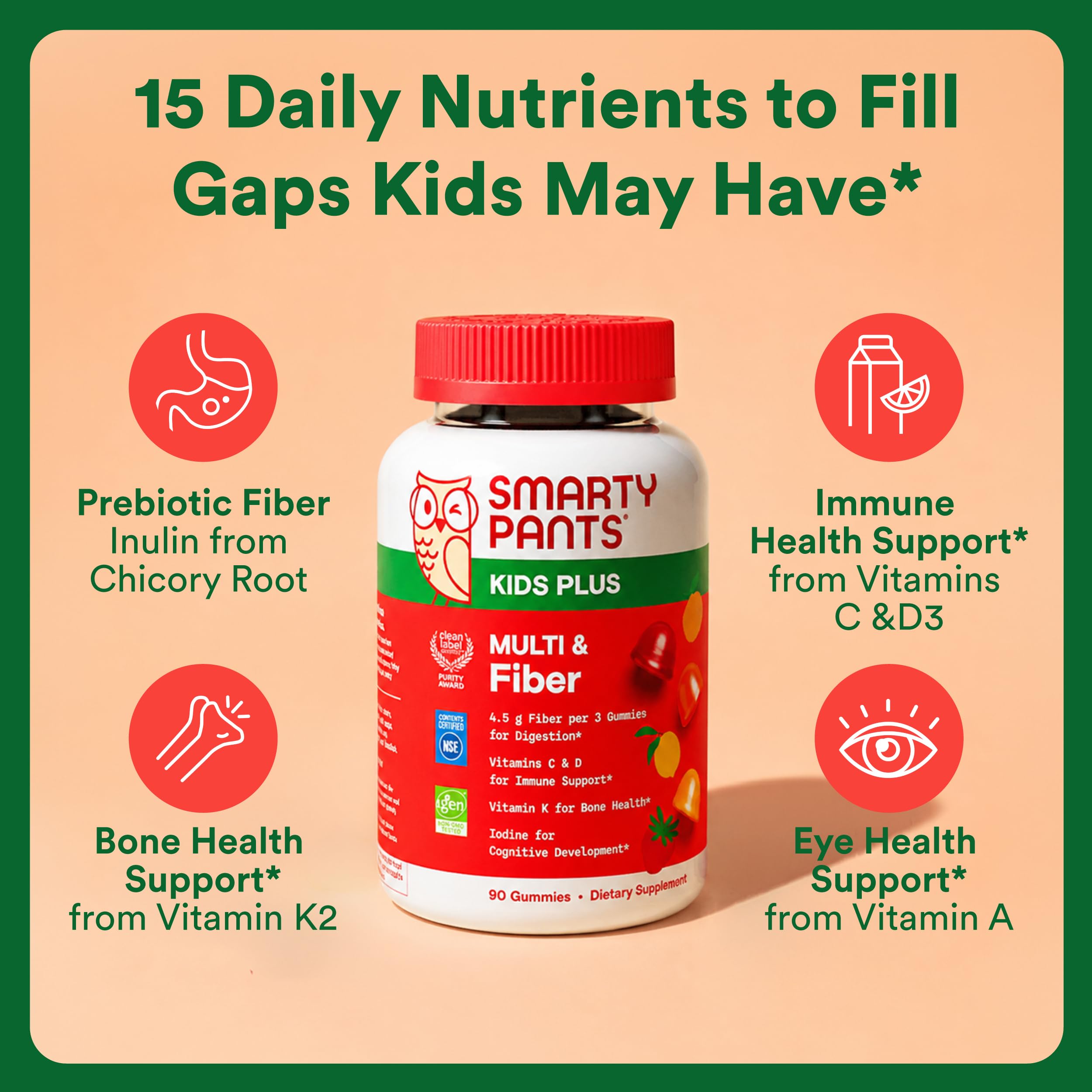 SmartyPants Kids Multi & Fiber gummy vitamins packaging