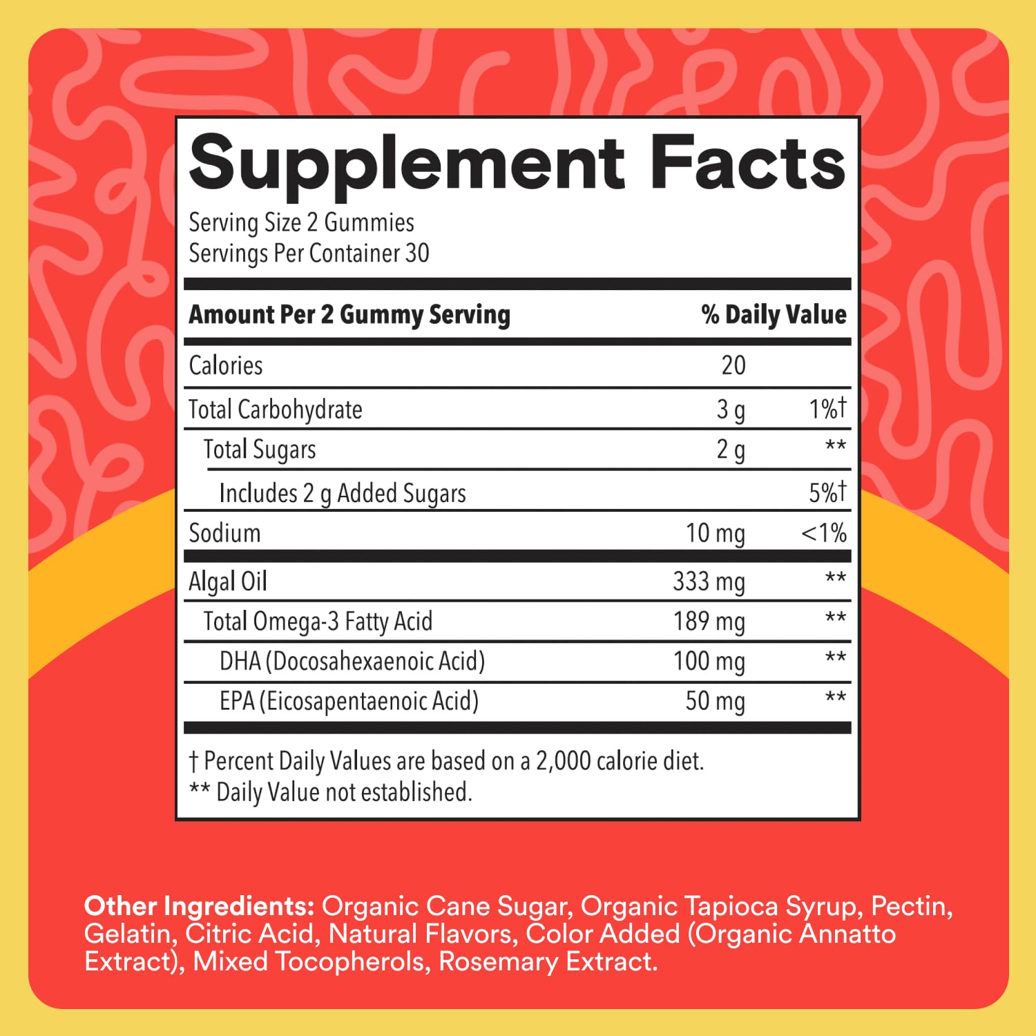 SmartyPants Kids Omega-3 Brain Gummies nutritional information