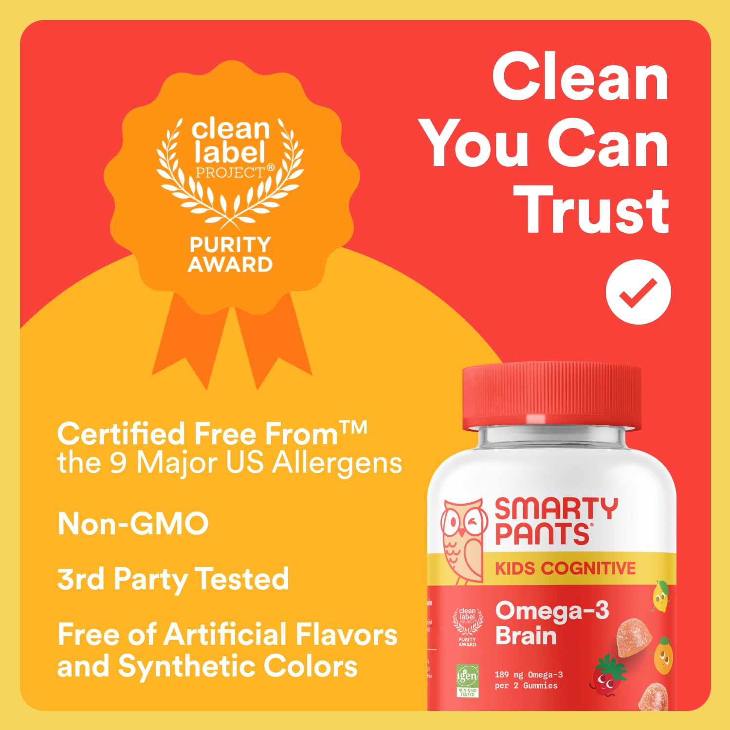 SmartyPants Kids Omega-3 Brain Gummies packaging side view