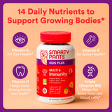 SmartyPants Kids Plus Multi & daily wellness gummy vitamins back view with nutritional information