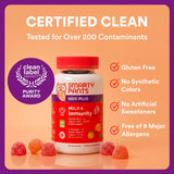 SmartyPants Kids Plus Multi & daily wellness gummy vitamins displayed with fruit