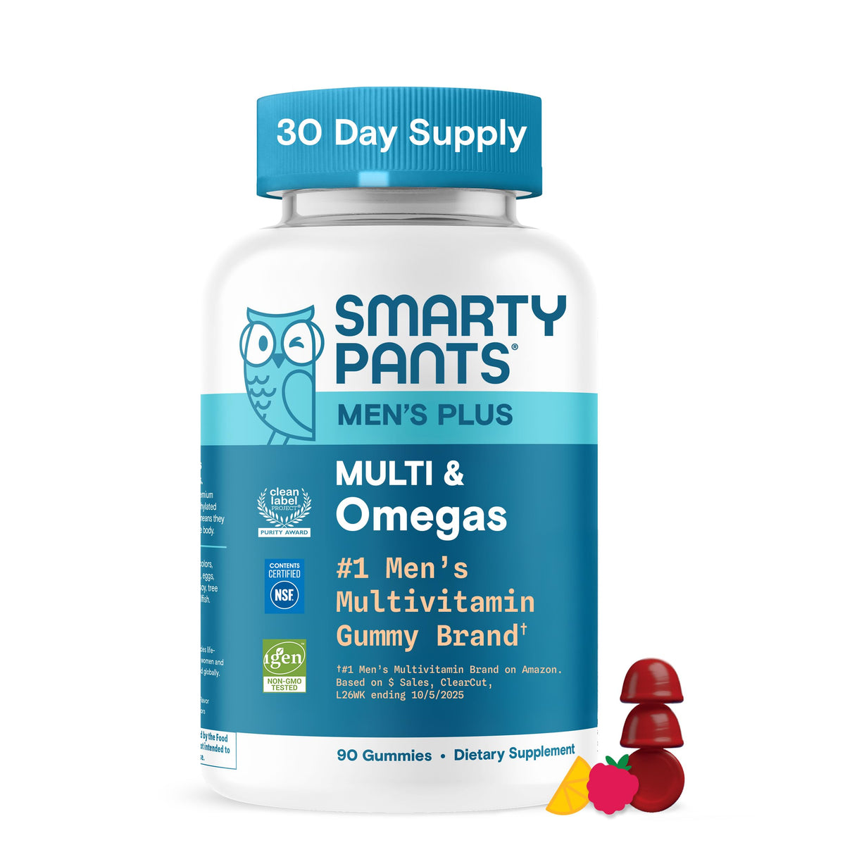 SmartyPants Men's Multivitamin Gummies 90 Count bottle front view