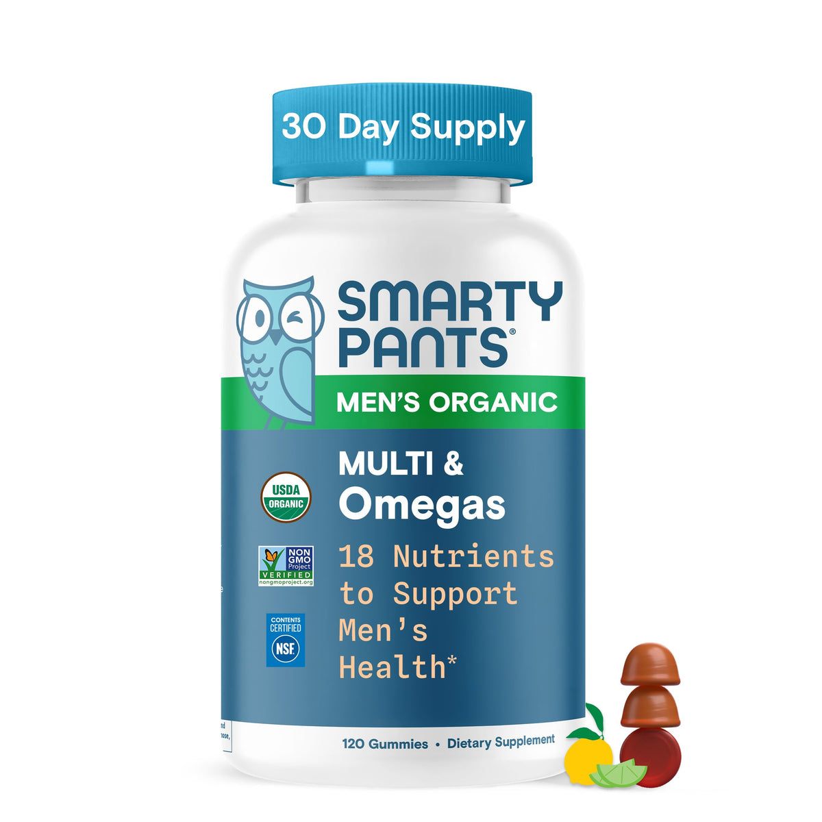 SmartyPants Organic Men's Multivitamin Gummies front view
