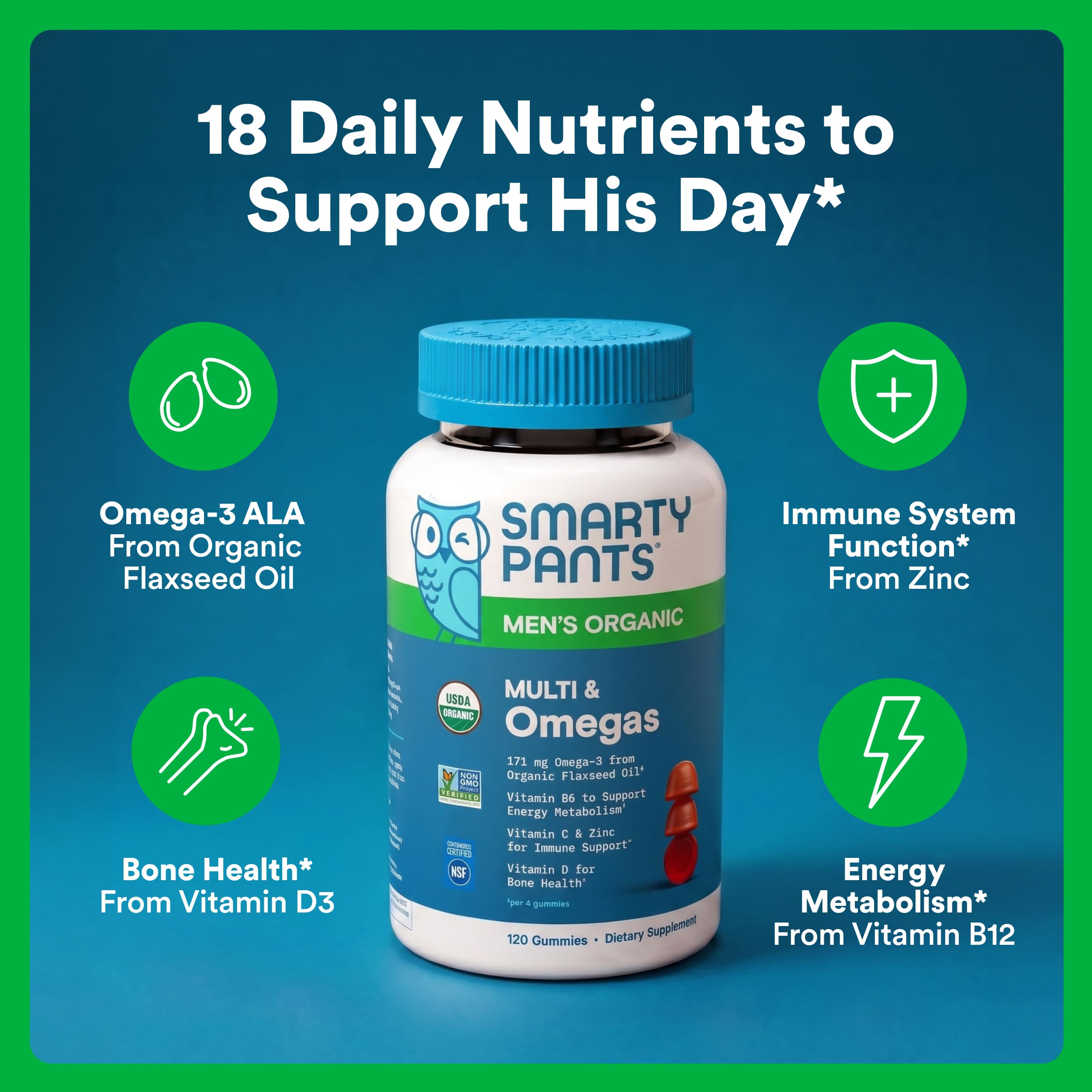 SmartyPants Organic Men's Multivitamin Gummies packaging