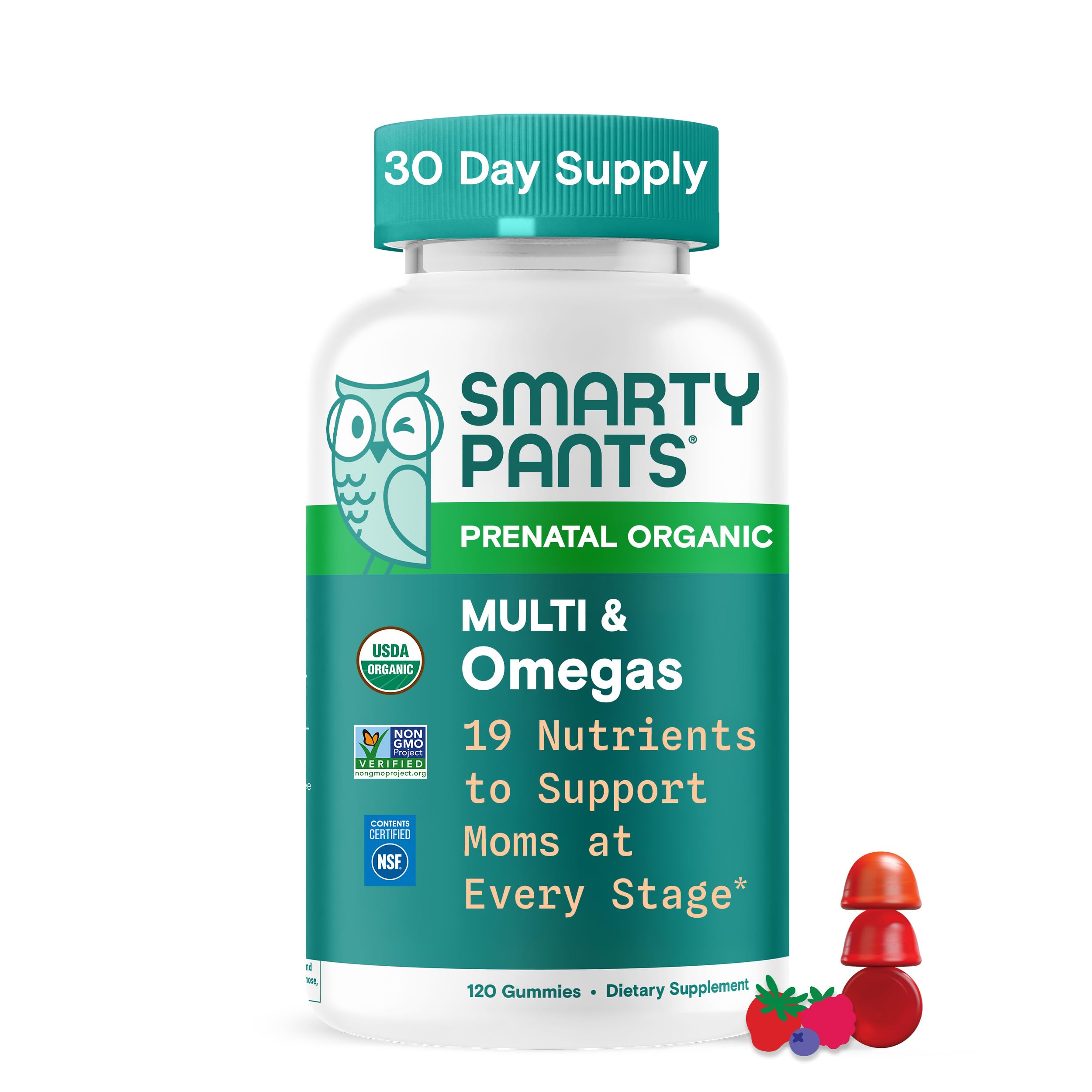 SmartyPants Organic Prenatal Multivitamin Gummies front view