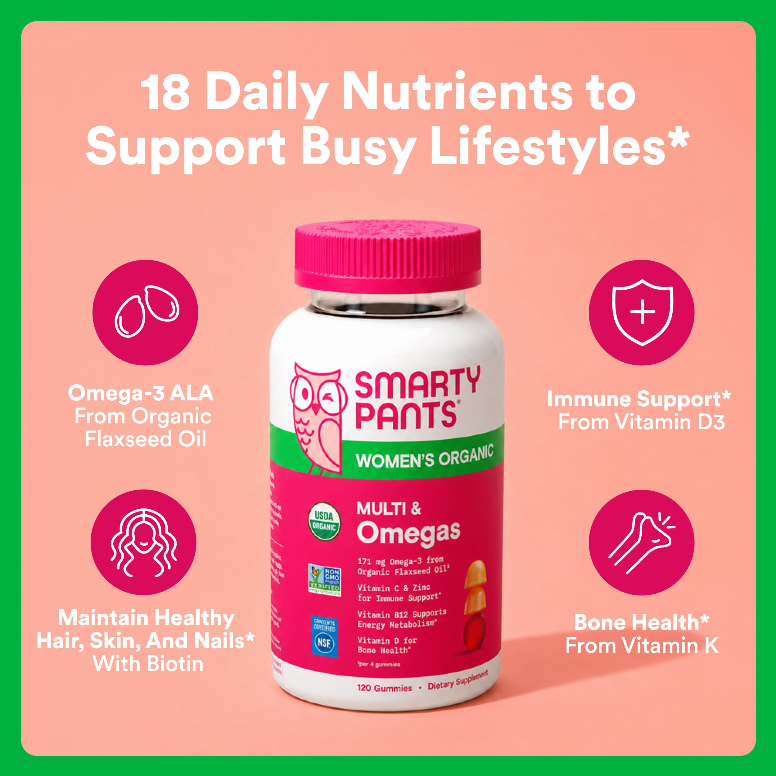 SmartyPants Organic Women's Multivitamin Gummies packaging