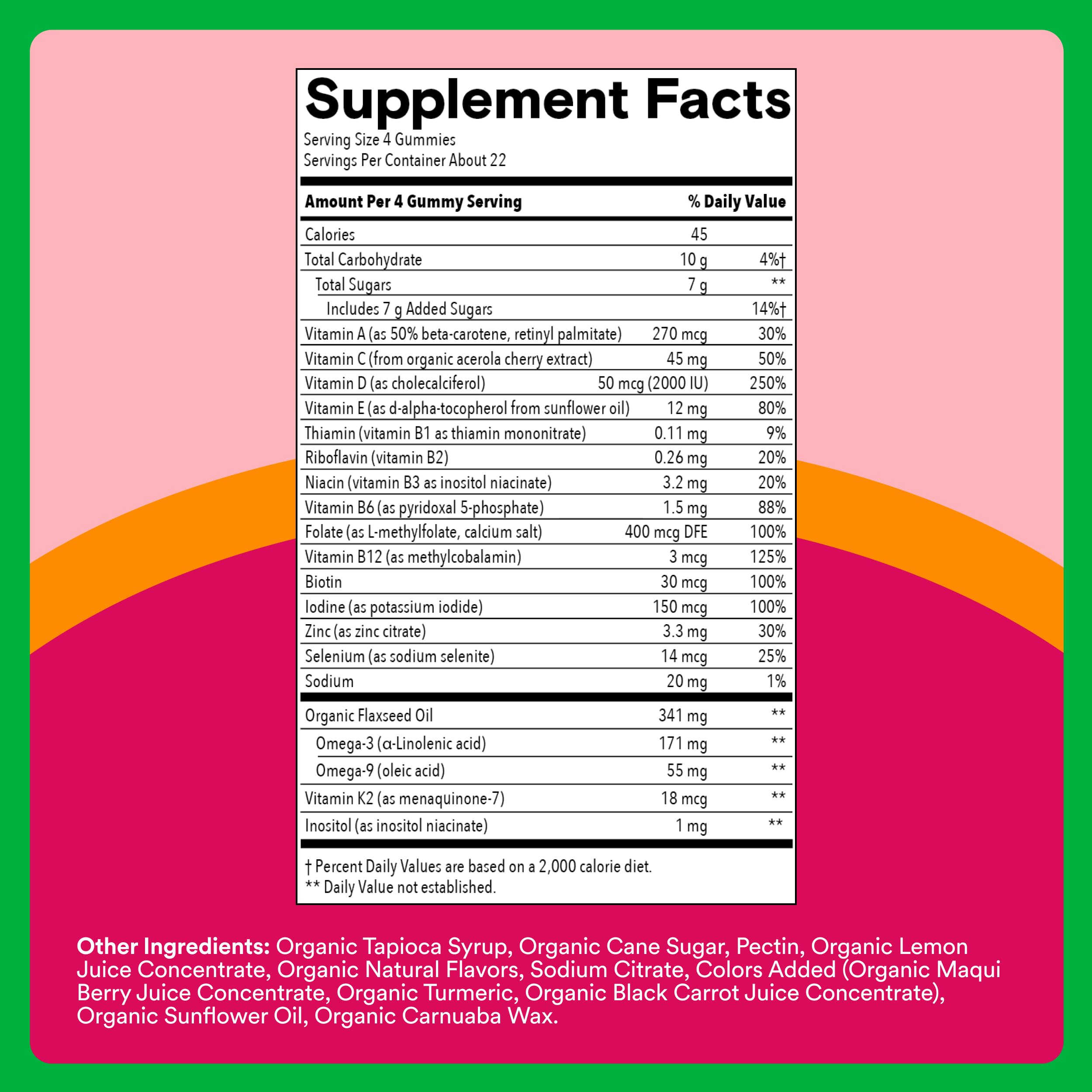 SmartyPants Organic Women's Multivitamin Gummies raspberry flavour