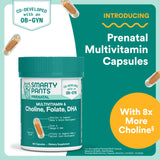 SmartyPants Prenatal Multivitamin Capsules back view showing ingredients