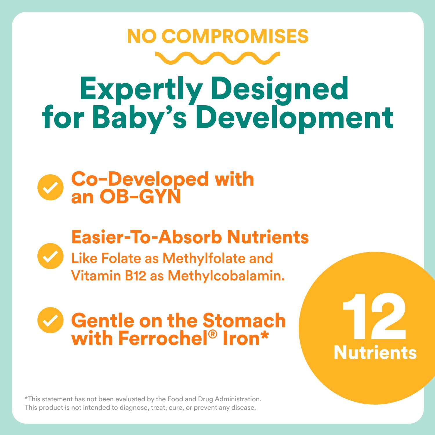 SmartyPants Prenatal Multivitamin Capsules side view with dosage information
