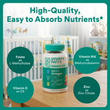 SmartyPants Prenatal Multivitamin Gummies with fruit background