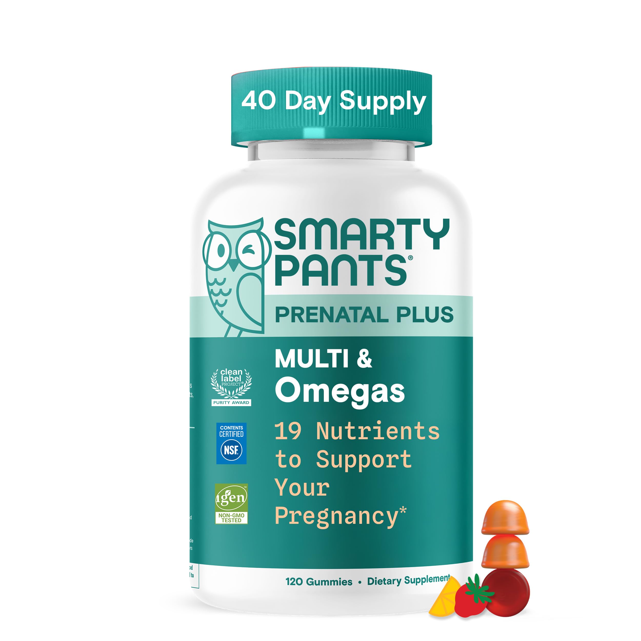 SmartyPants Prenatal Plus Multi & Omegas gummy vitamins front view