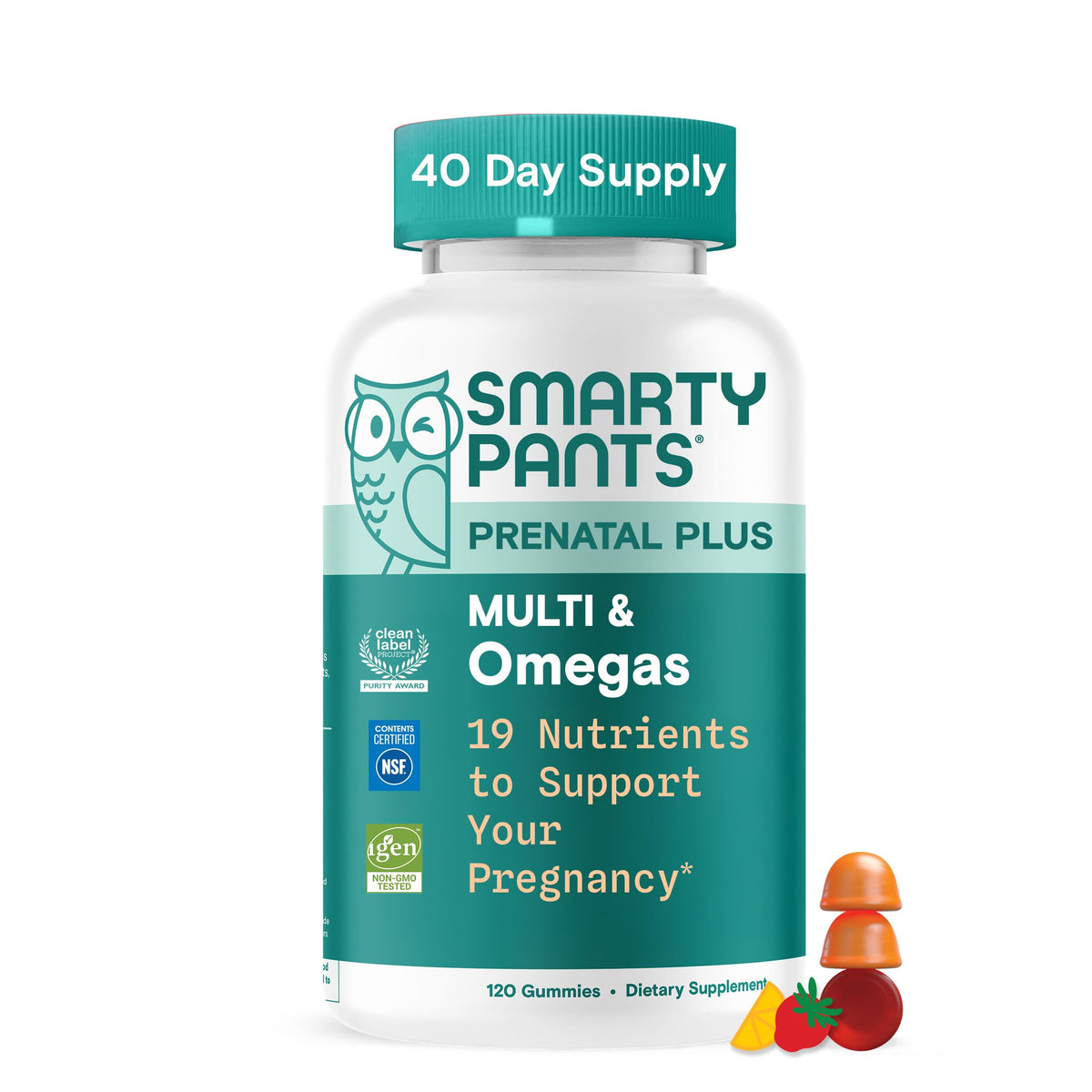 SmartyPants Prenatal Plus Multi & Omegas gummy vitamins front view