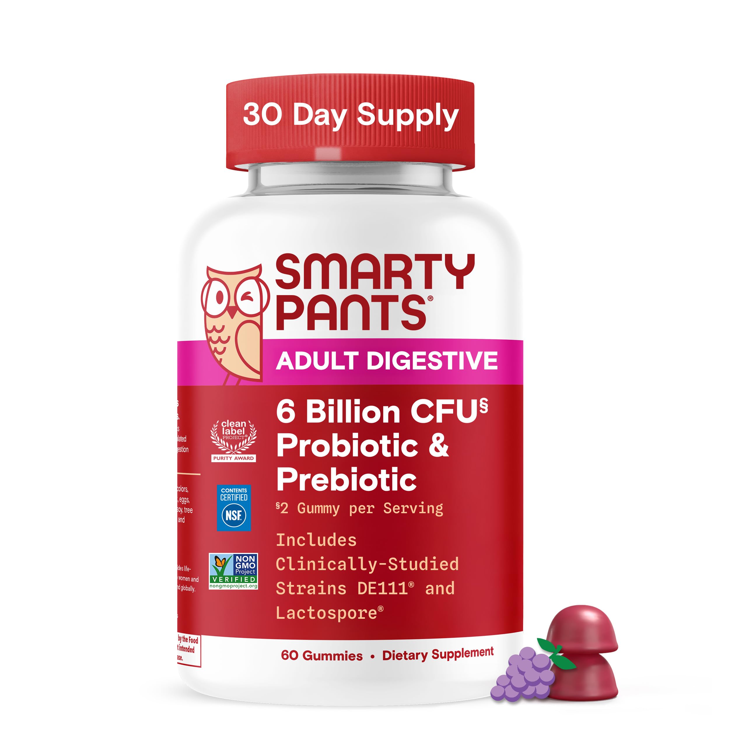 SmartyPants Probiotic & Prebiotic Gummy Supplement front view