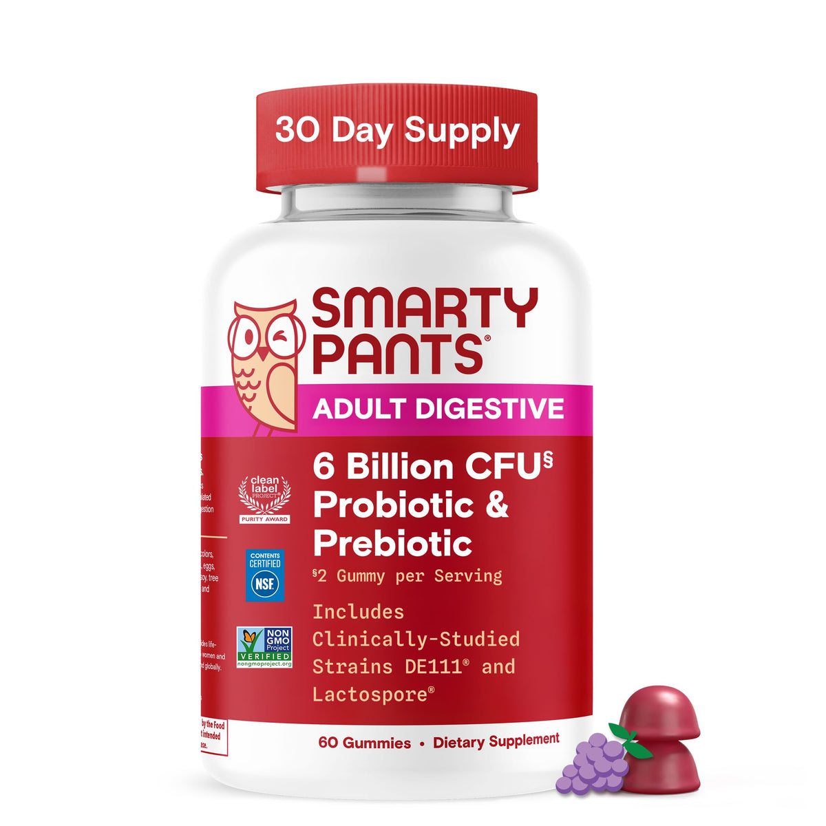 SmartyPants Probiotic & Prebiotic Gummy Supplement front view