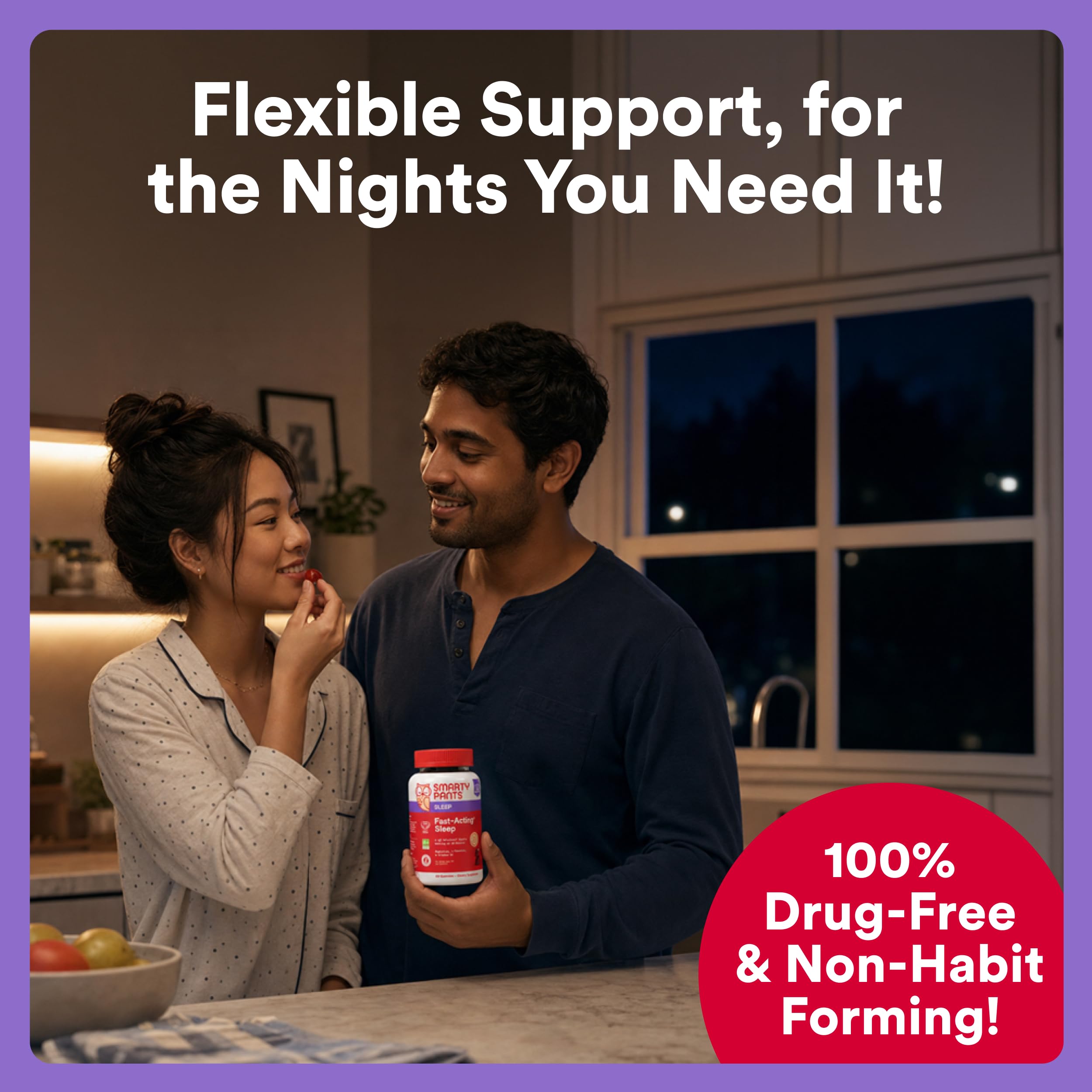SmartyPants Sleep Gummies in a lifestyle setting