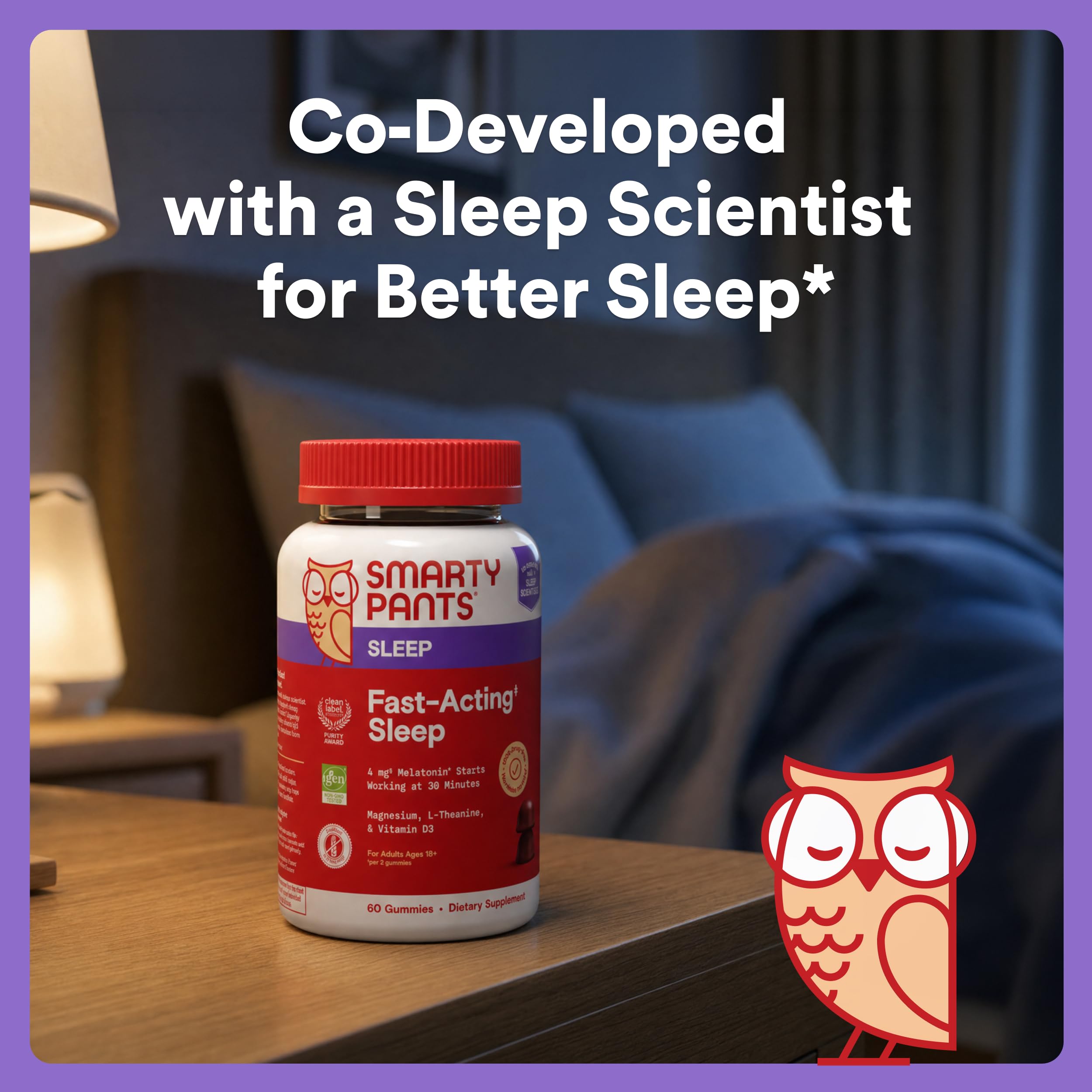 SmartyPants Sleep Gummies with a glass of water
