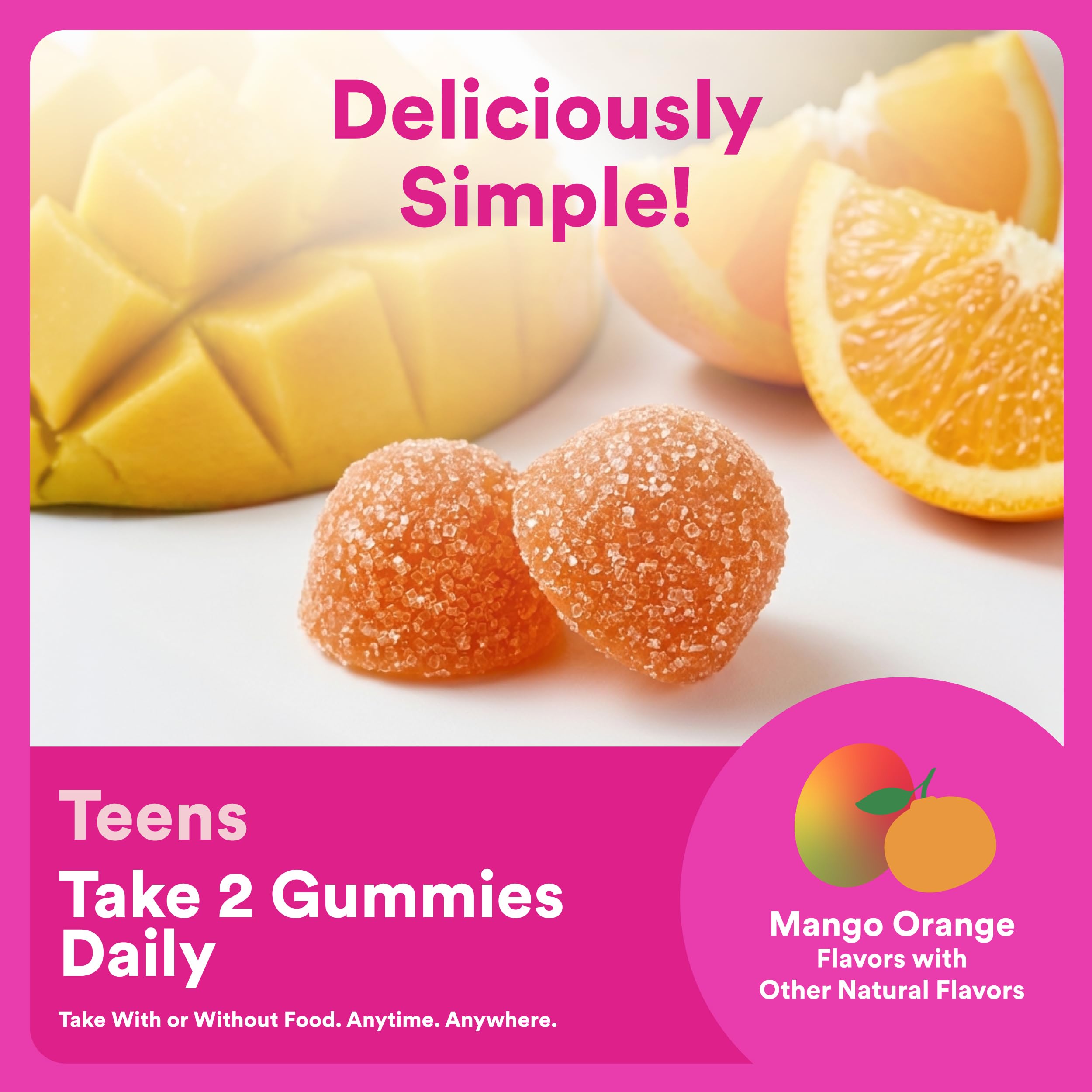 SmartyPants Teen Girl Gummies with ingredients displayed