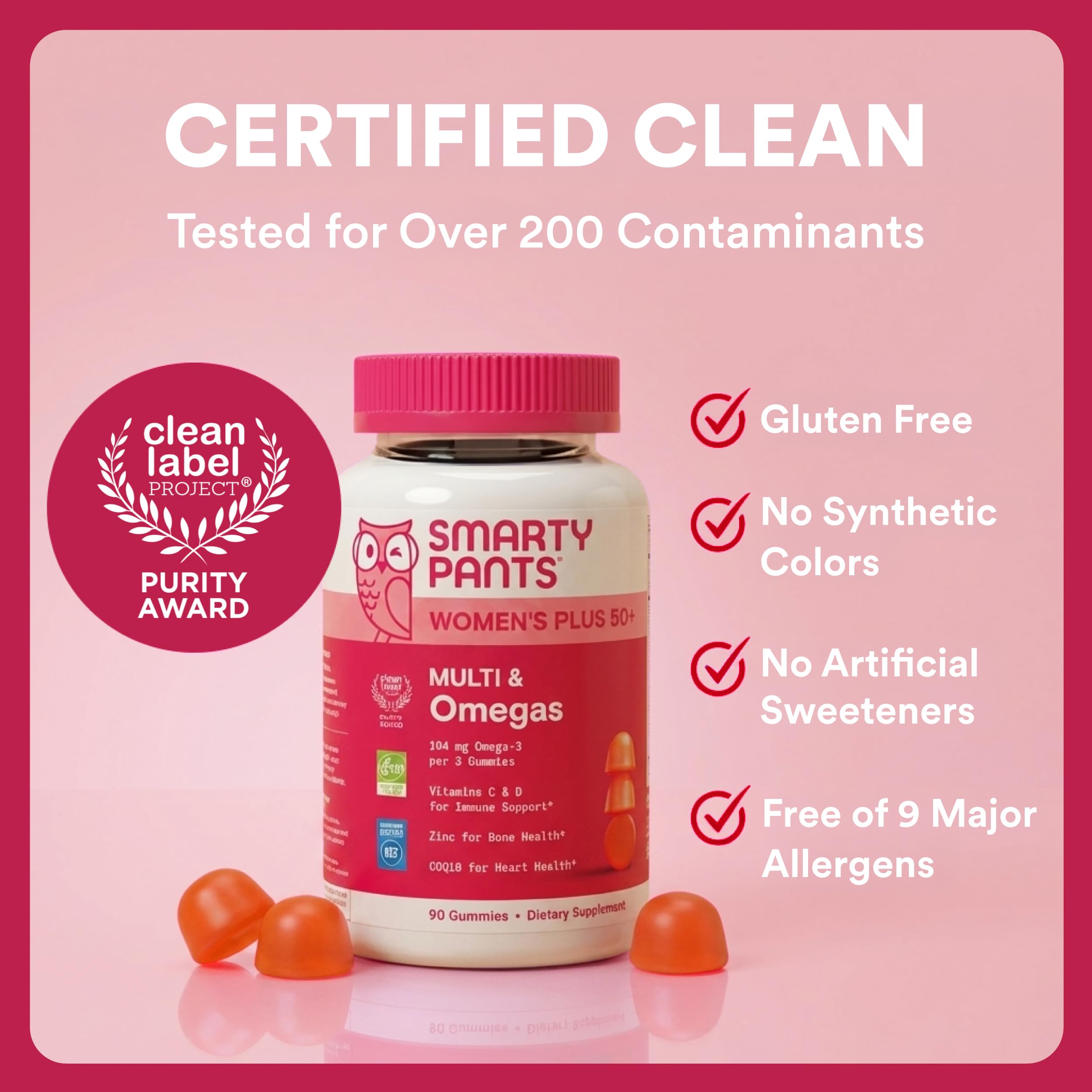 SmartyPants Women's 50+ Plus Multi & Omegas gummies lifestyle shot