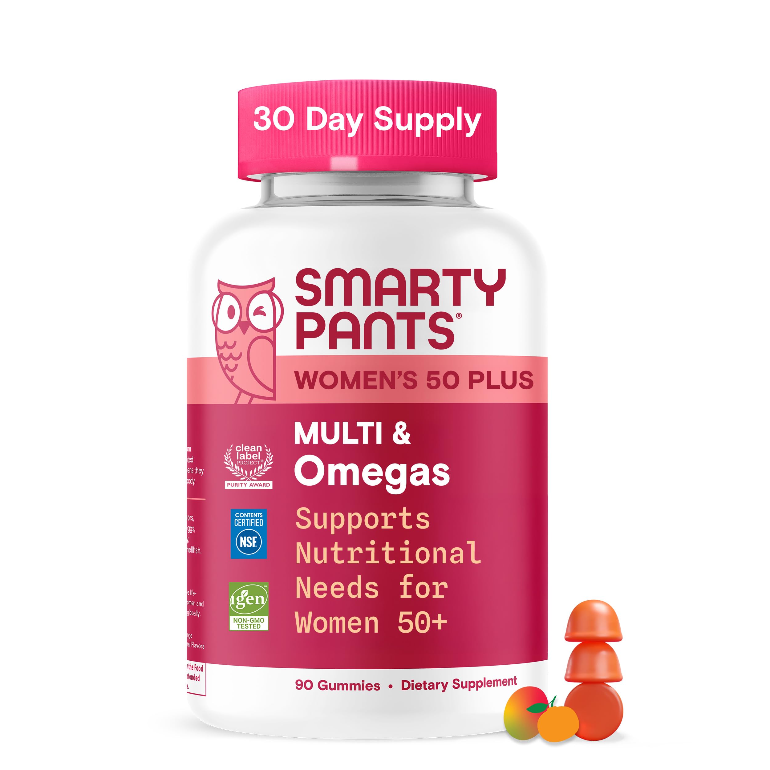 SmartyPants Women's 50+ Plus Multi & Omegas gummy vitamins front view